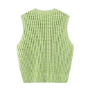 Spring Autumn Sleeveless Crochet Tank Tops Hollow Out Knitted Cotton Sweater Vest Women