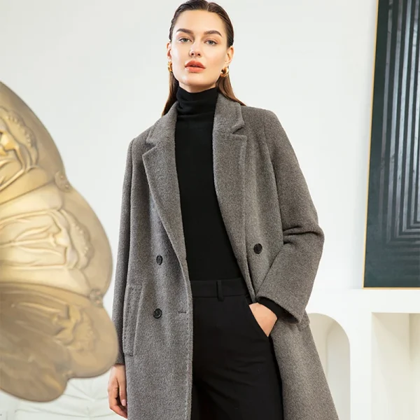 Tie a Belt Winter Alpaca Hair Coat Atmosphere Elegant Double-breasted Popular Design Hot Sale - Image 6
