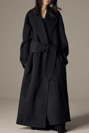 Winter Luxury Long Camel Hair Woolen Coats Double Faced Wool Trench Coat for Women