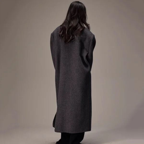 Winter Double Faced Long Woolen Coat Luxury Double Breasted Camel Hair Wool Trench Coats Women with Belt - Image 2